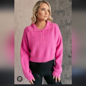 Le Lis Vibrant Pink Knit Cardigan